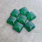 AAA+ QUALITY NATURAL GREEN ONYX SQUARE SHAPE CABOCHOM FLAT BACK CALIBRATED GEMSTONES, ALL SIZES AVAILABLE