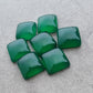 AAA+ QUALITY NATURAL GREEN ONYX SQUARE SHAPE CABOCHOM FLAT BACK CALIBRATED GEMSTONES, ALL SIZES AVAILABLE