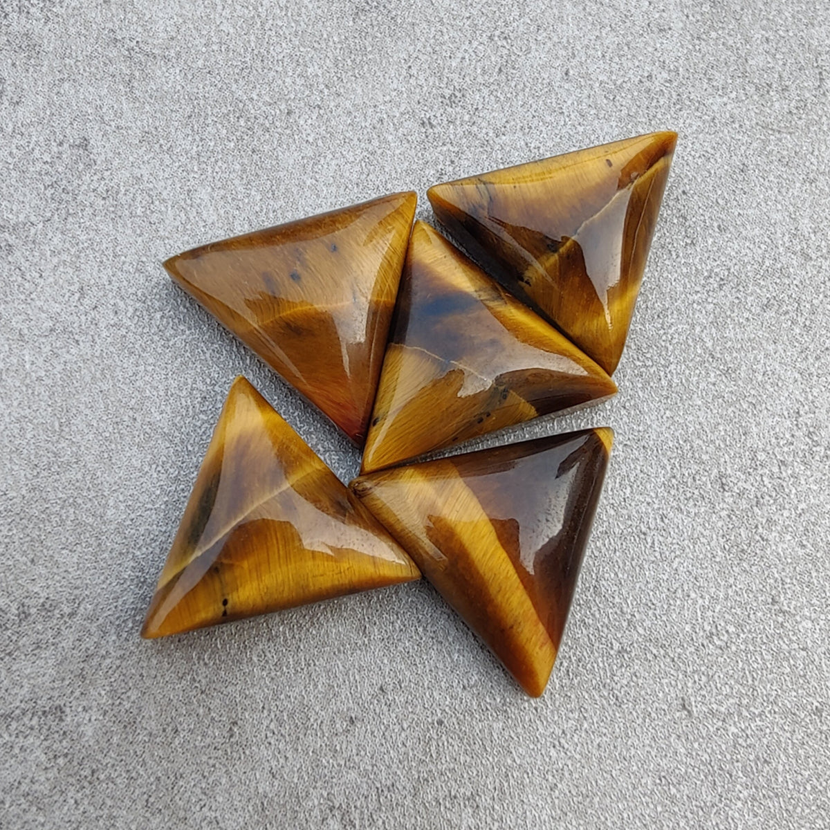 Natural Tiger Eye Triangle Shape Cabochon Flat Back Calibrated Wholesale AAA+ Quality Gemstones, All Sizes Available