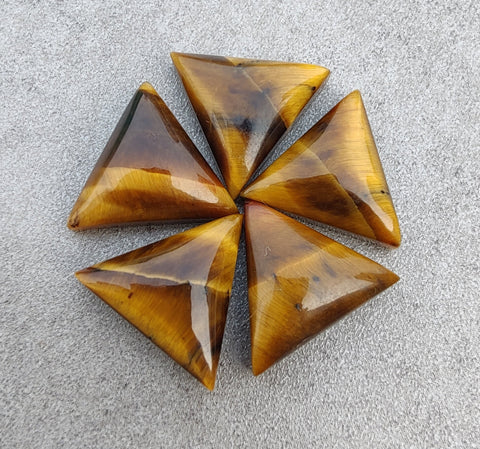 Natural Tiger Eye Triangle Shape Cabochon Flat Back Calibrated Wholesale AAA+ Quality Gemstones, All Sizes Available