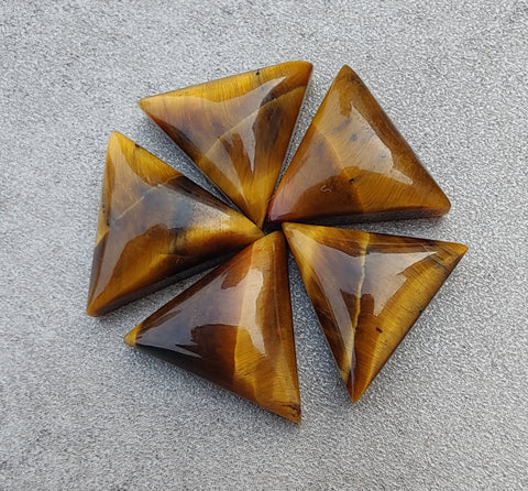 Natural Tiger Eye Triangle Shape Cabochon Flat Back Calibrated Wholesale AAA+ Quality Gemstones, All Sizes Available