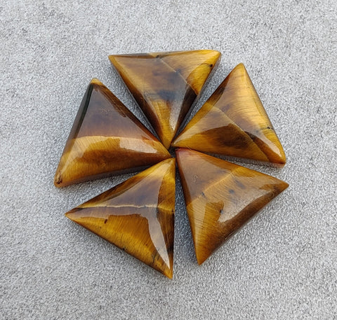 Natural Tiger Eye Triangle Shape Cabochon Flat Back Calibrated Wholesale AAA+ Quality Gemstones, All Sizes Available