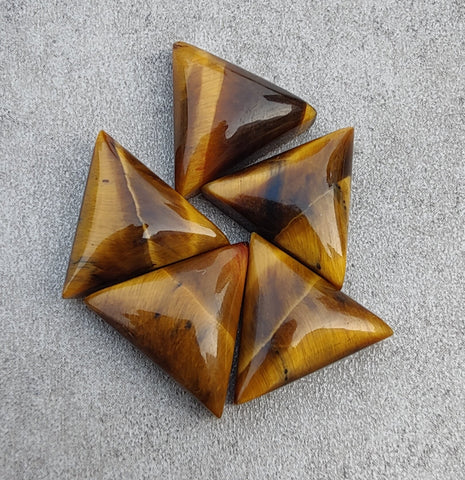 Natural Tiger Eye Triangle Shape Cabochon Flat Back Calibrated Wholesale AAA+ Quality Gemstones, All Sizes Available