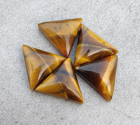 Natural Tiger Eye Triangle Shape Cabochon Flat Back Calibrated Wholesale AAA+ Quality Gemstones, All Sizes Available