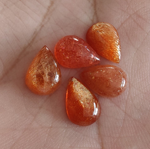 AAA+ Quality Natural Sunstone Teardrop Shape Cabochon Flat Back Calibrated Pear Shape Wholesale Gemstones, All Sizes Available