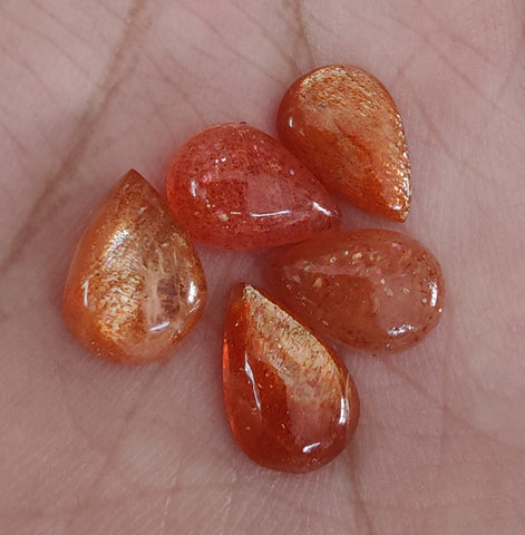 AAA+ Quality Natural Sunstone Teardrop Shape Cabochon Flat Back Calibrated Pear Shape Wholesale Gemstones, All Sizes Available