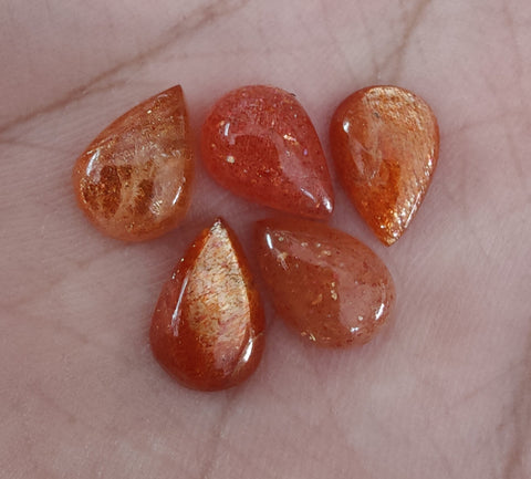 AAA+ Quality Natural Sunstone Teardrop Shape Cabochon Flat Back Calibrated Pear Shape Wholesale Gemstones, All Sizes Available