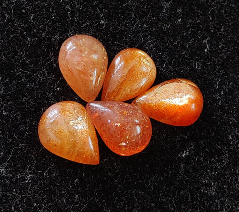 AAA+ Quality Natural Sunstone Teardrop Shape Cabochon Flat Back Calibrated Pear Shape Wholesale Gemstones, All Sizes Available