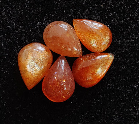 AAA+ Quality Natural Sunstone Teardrop Shape Cabochon Flat Back Calibrated Pear Shape Wholesale Gemstones, All Sizes Available