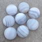 AAA+ QUALITY NATURAL BLUE LACE AGATE ROUND SHAPE CABOCHON FLAT BACK CALIBRATED GEMSTONES, ALL SIZES AVAILABLE