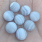 AAA+ QUALITY NATURAL BLUE LACE AGATE ROUND SHAPE CABOCHON FLAT BACK CALIBRATED GEMSTONES, ALL SIZES AVAILABLE