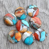 AAA+ QUALITY NATURAL SPINY OYSTER TURQUOISE ROUND SHAPE CABOCHON FLAT BACK CALIBRATED GEMSTONES, ALL SIZES AVAILABLE