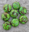 NATURAL GREEN COPPER TURQUOISE ROUND SHAPE CABOCHON FLAT BACK CALIBRATED ROUND SHAPE GEMSTONES, ALL SIZES AVAILABLE