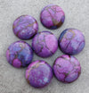 AAA+ QUALITY NATURAL PURPLE COPPER TURQUOISE ROUND SHAPE CABOCHON FLAT BACK CALIBRATED GEMSTONES, ALL SIZES AVAILABLE