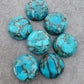 AAA+ QUALITY NATURAL BLUE COPPER TURQUOISE ROUND SHAPE CABOCHON FLAT BACK CALIBRATED GEMSTONES, ALL SIZES AVAILABLE