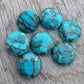 AAA+ QUALITY NATURAL BLUE COPPER TURQUOISE ROUND SHAPE CABOCHON FLAT BACK CALIBRATED GEMSTONES, ALL SIZES AVAILABLE