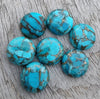 AAA+ QUALITY NATURAL BLUE COPPER TURQUOISE ROUND SHAPE CABOCHON FLAT BACK CALIBRATED GEMSTONES, ALL SIZES AVAILABLE