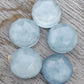 AAA+ QUALITY NATURAL PREHNITE ROUND SHAPE CHECKER CUT FLAT BACK CALIBRATED GEMSTONES, ALL SIZES AVAILABLE