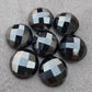 AAA+ QUALITY NATURAL HEMATITE ROUND SHAPE CHECKER CUT FLAT BACK CALIBRATED GEMSTONES, ALL SIZES AVAILABLE