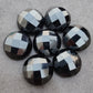 AAA+ QUALITY NATURAL HEMATITE ROUND SHAPE CHECKER CUT FLAT BACK CALIBRATED GEMSTONES, ALL SIZES AVAILABLE
