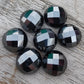 AAA+ QUALITY NATURAL HEMATITE ROUND SHAPE CHECKER CUT FLAT BACK CALIBRATED GEMSTONES, ALL SIZES AVAILABLE
