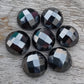 AAA+ QUALITY NATURAL HEMATITE ROUND SHAPE CHECKER CUT FLAT BACK CALIBRATED GEMSTONES, ALL SIZES AVAILABLE