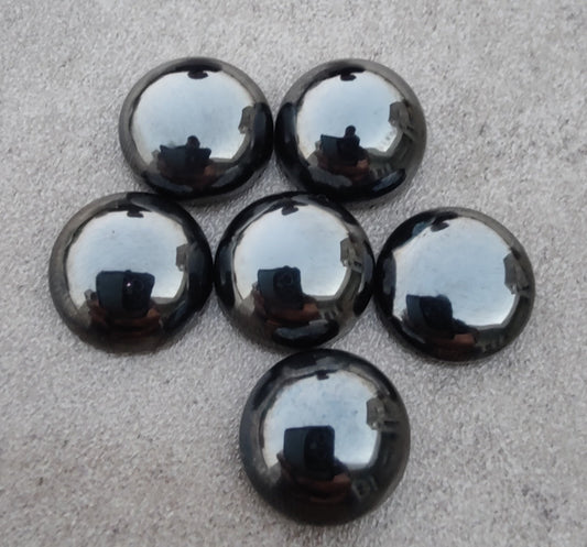 AAA+ QUALITY NATURAL HEMATITE ROUND SHAPE CABOCHON FLAT BACK CALIBRATED GEMSTONES, ALL SIZES AVAILABLE