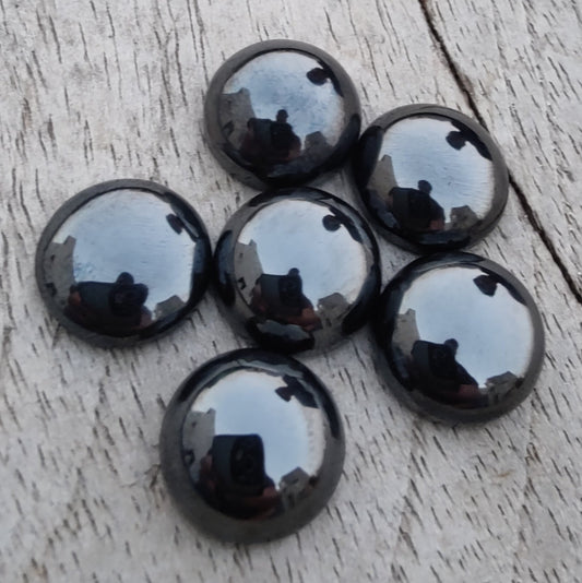 AAA+ QUALITY NATURAL HEMATITE ROUND SHAPE CABOCHON FLAT BACK CALIBRATED GEMSTONES, ALL SIZES AVAILABLE
