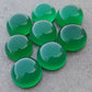 AAA+ QUALITY NATURAL GREEN ONYX ROUND SHAPE CABOCHON FLAT BACK CALIBRATED ROUND SHAPE GEMSTONES, ALL SIZES AVAILABLE
