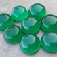 AAA+ QUALITY NATURAL GREEN ONYX ROUND SHAPE CABOCHON FLAT BACK CALIBRATED ROUND SHAPE GEMSTONES, ALL SIZES AVAILABLE