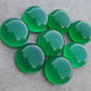 AAA+ QUALITY NATURAL GREEN ONYX ROUND SHAPE CABOCHON FLAT BACK CALIBRATED ROUND SHAPE GEMSTONES, ALL SIZES AVAILABLE