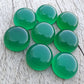 AAA+ QUALITY NATURAL GREEN ONYX ROUND SHAPE CABOCHON FLAT BACK CALIBRATED ROUND SHAPE GEMSTONES, ALL SIZES AVAILABLE