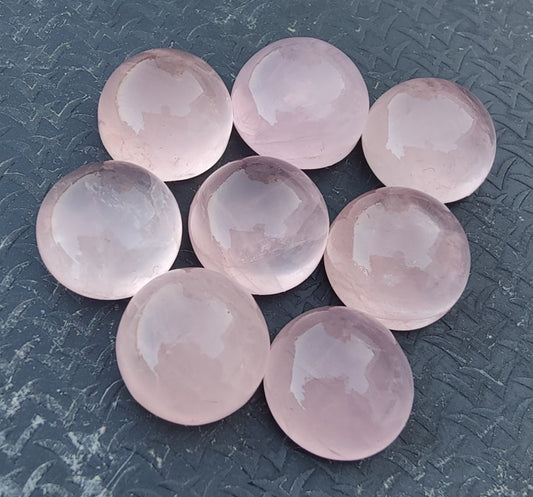 AAA+ QUALITY NATURAL ROSE QUARTZ ROUND SHAPE CABOCHON FLAT BACK CALIBRATED ROUND SHAPE GEMSTONES, ALL SIZES AVAILABLE