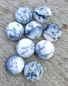 AAA+ QUALITY NATURAL DENDRITIC AGATE ROUND SHAPE CABOCHON FLAT BACK CALIBRATED GEMSTONES, ALL SIZES AVAILABLE