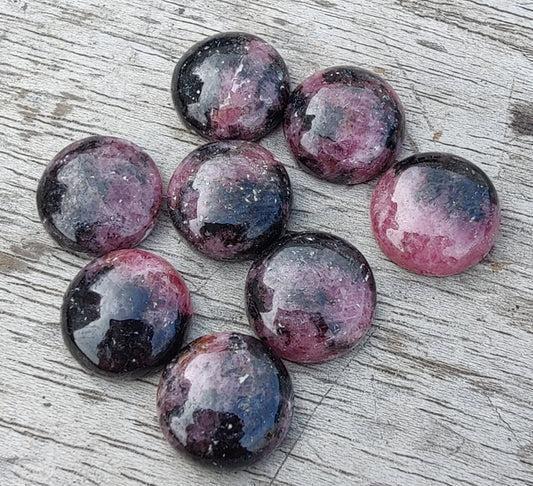 AAA+ QUALITY NATURAL RHODONITE ROUND SHAPE CABOCHON FLAT BACK CALIBRATED ROUND SHAPE GEMSTONES, ALL SIZES AVAILABLE