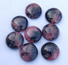 AAA+ QUALITY NATURAL RHODONITE ROUND SHAPE CABOCHON FLAT BACK CALIBRATED ROUND SHAPE GEMSTONES, ALL SIZES AVAILABLE