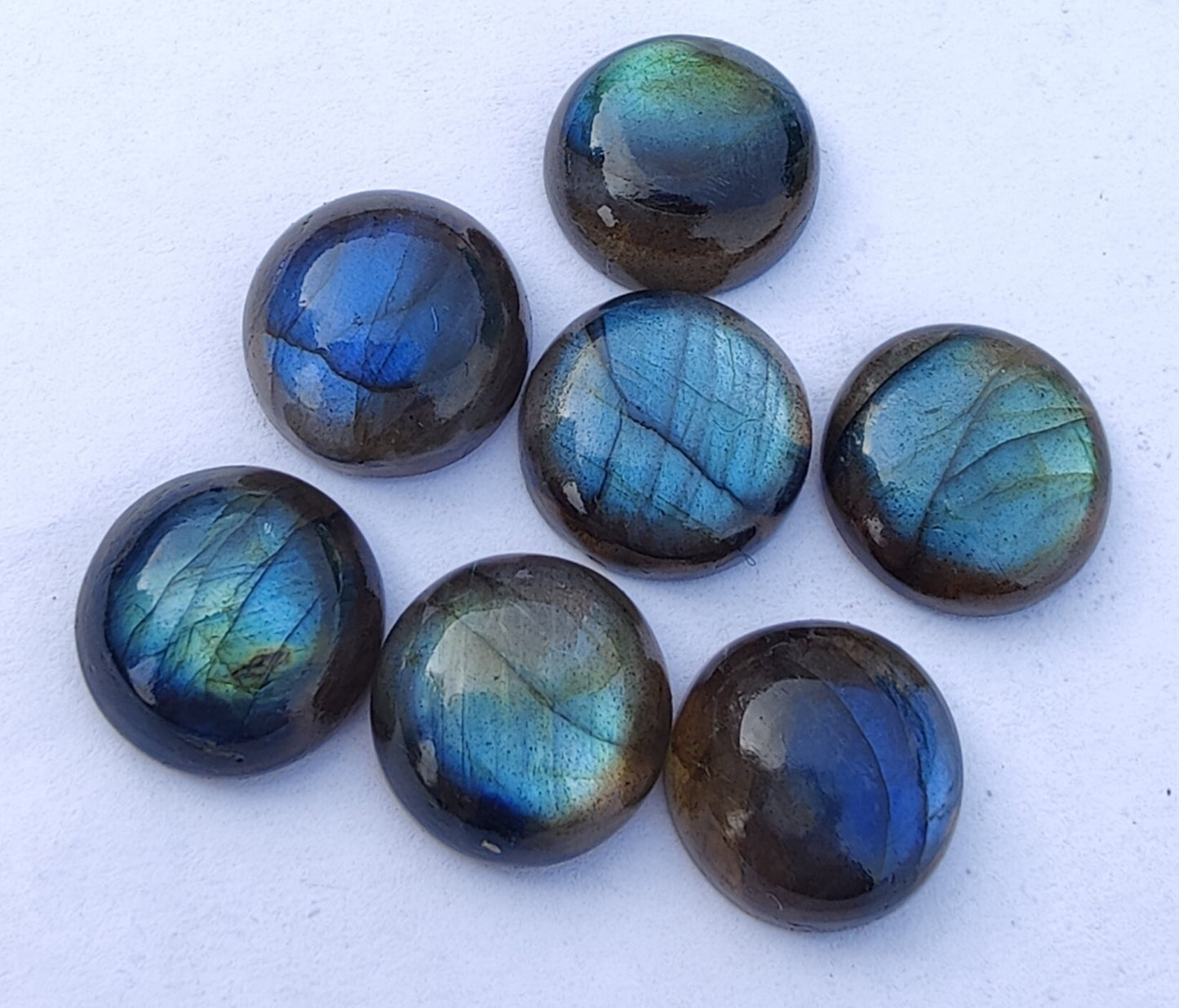 AAA+ QUALITY NATURAL LABRADORITE ROUND SHAPE CABOCHON FLAT BACK CALIBRATED GEMSTONES, ALL SIZES AVAILABLE