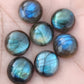AAA+ QUALITY NATURAL LABRADORITE ROUND SHAPE CABOCHON FLAT BACK CALIBRATED GEMSTONES, ALL SIZES AVAILABLE