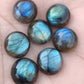 AAA+ QUALITY NATURAL LABRADORITE ROUND SHAPE CABOCHON FLAT BACK CALIBRATED GEMSTONES, ALL SIZES AVAILABLE