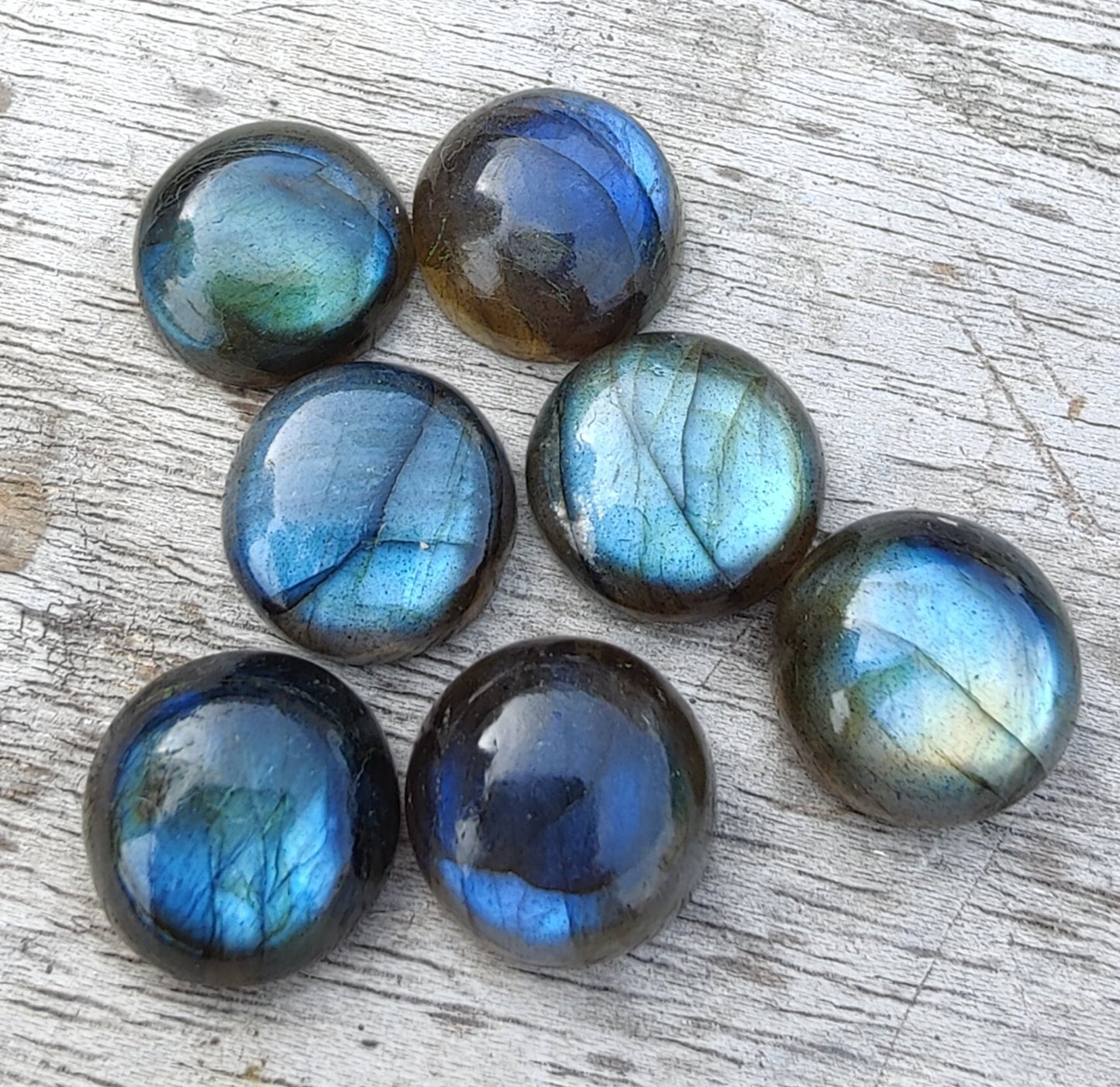 AAA+ QUALITY NATURAL LABRADORITE ROUND SHAPE CABOCHON FLAT BACK CALIBRATED GEMSTONES, ALL SIZES AVAILABLE