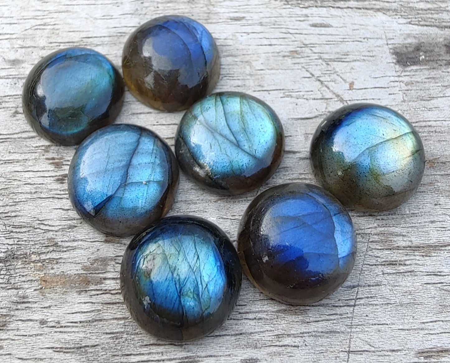 AAA+ QUALITY NATURAL LABRADORITE ROUND SHAPE CABOCHON FLAT BACK CALIBRATED GEMSTONES, ALL SIZES AVAILABLE
