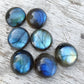 AAA+ QUALITY NATURAL LABRADORITE ROUND SHAPE CABOCHON FLAT BACK CALIBRATED GEMSTONES, ALL SIZES AVAILABLE