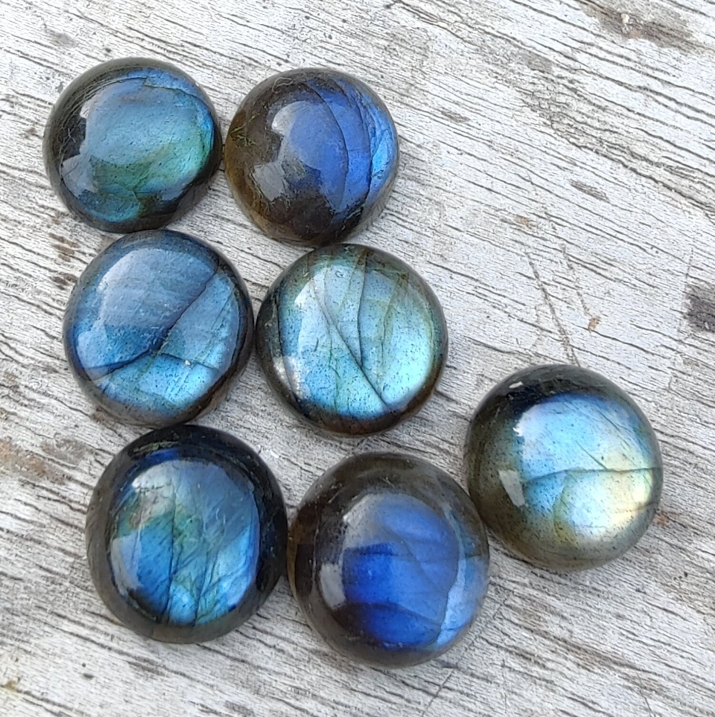 AAA+ QUALITY NATURAL LABRADORITE ROUND SHAPE CABOCHON FLAT BACK CALIBRATED GEMSTONES, ALL SIZES AVAILABLE