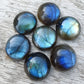 AAA+ QUALITY NATURAL LABRADORITE ROUND SHAPE CABOCHON FLAT BACK CALIBRATED GEMSTONES, ALL SIZES AVAILABLE