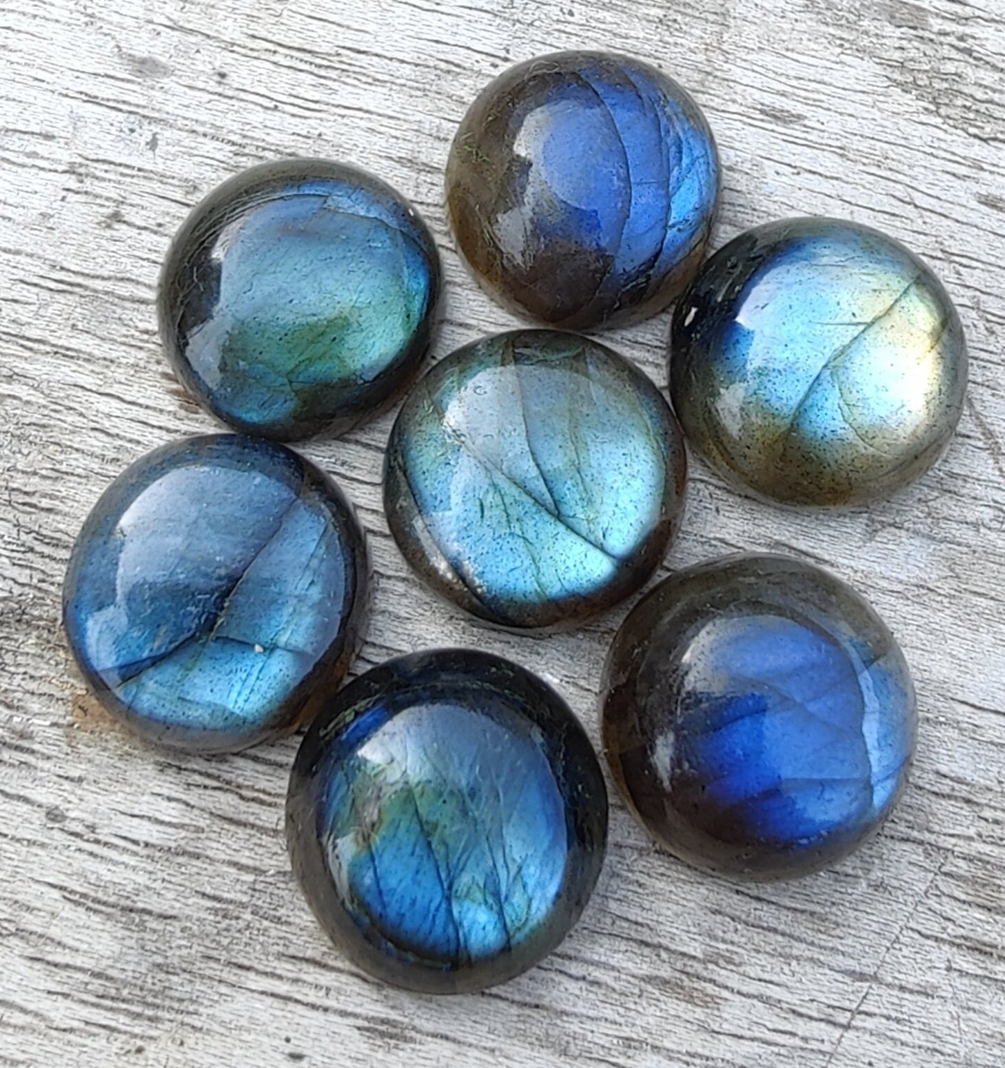AAA+ QUALITY NATURAL LABRADORITE ROUND SHAPE CABOCHON FLAT BACK CALIBRATED GEMSTONES, ALL SIZES AVAILABLE