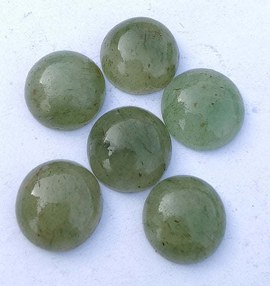 AAA+ QUALITY NATURAL AVENTURINE ROUND SHAPE CABOCHON FLAT BACK CALIBRATED GEMSTONES, ALL SIZES AVAILABLE