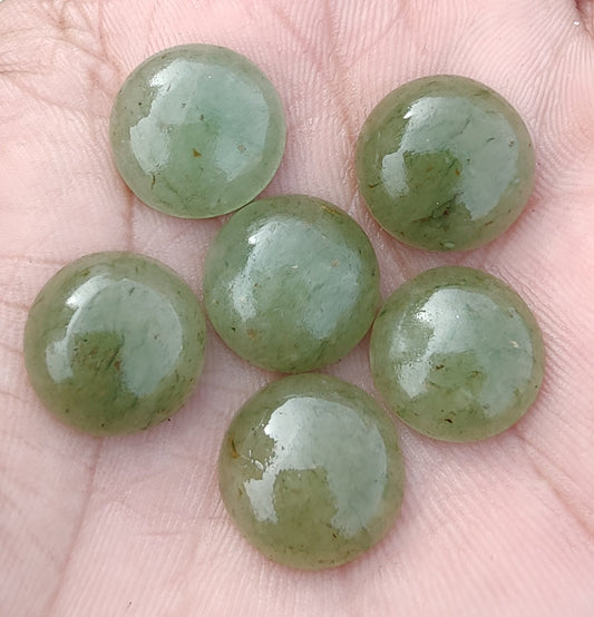 AAA+ QUALITY NATURAL AVENTURINE ROUND SHAPE CABOCHON FLAT BACK CALIBRATED GEMSTONES, ALL SIZES AVAILABLE