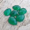 AAA+ QUALITY NATURAL GREEN ONYX PEAR SHAPE CHECKER CUT FLAT BACK CALIBRATED TEARDROP SHAPE GEMSTONES, ALL SIZES AVAILABLE