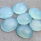 NATURAL BLUE CHALCEDONY CHECKER CUT OVAL SHAPE FLAT BACK CALIBRATED GEMSTONES, ALL SIZES AVAILABLE