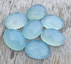 NATURAL BLUE CHALCEDONY CHECKER CUT OVAL SHAPE FLAT BACK CALIBRATED GEMSTONES, ALL SIZES AVAILABLE